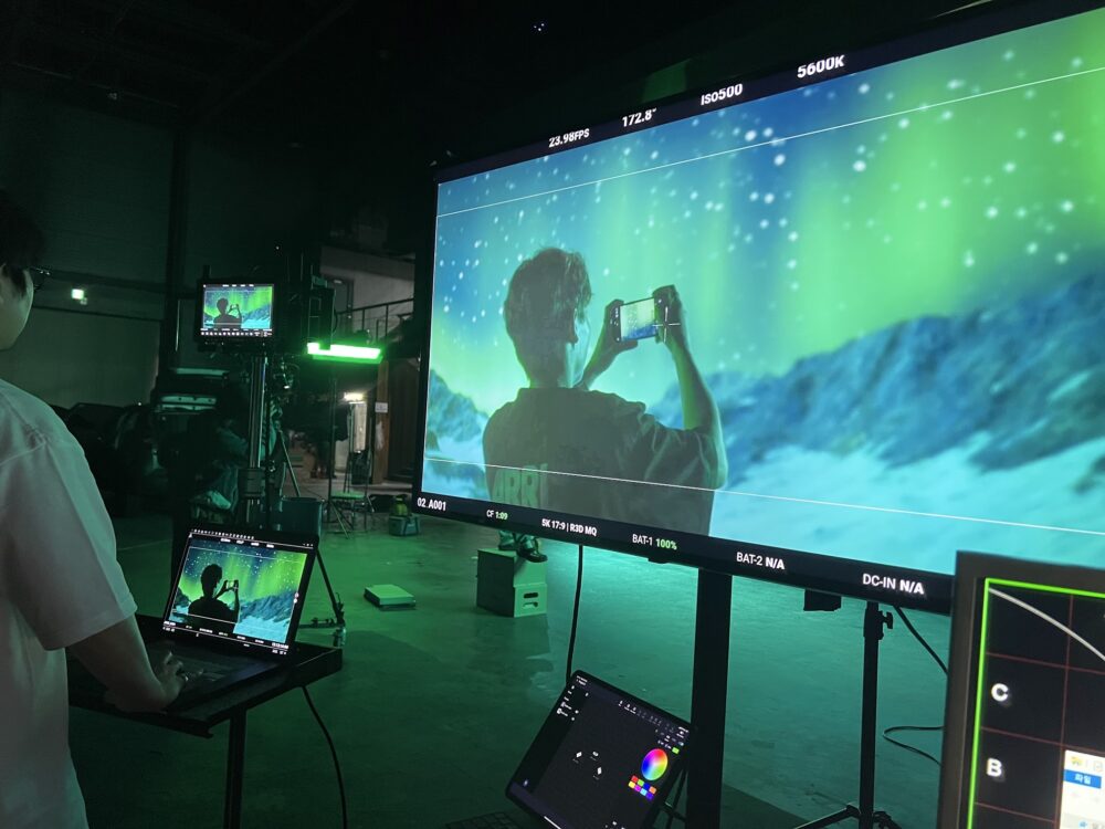 오로라 비추는 아이슬란드 로케이션 버추얼 프로덕션 야외 풍경 촬영